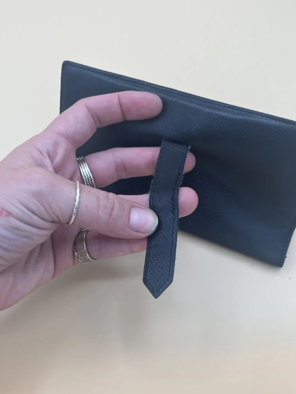 Hermes Bearn Wallet Black Epsom Leather Gold H Clasp Made in France